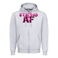 Heather Grey strong af breast cancer Zipper Hoodie - BarkalooDesign
