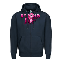 Navy strong af breast cancer Zipper Hoodie - BarkalooDesign