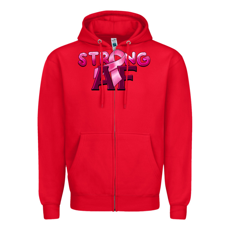 Strong Af Breast Cancer Zipper Hoodie by BarkalooDesign | Teevron