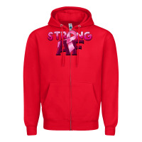 Red strong af breast cancer Zipper Hoodie - BarkalooDesign