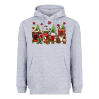 Heather Grey Christmas coffee cups Heavyweight Hoodie - texasbilliewilder