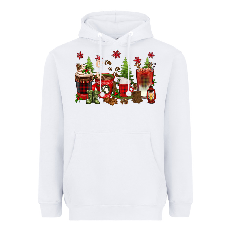 Christmas Coffee Cups Heavyweight Hoodie by texasbilliewilder | Teevron