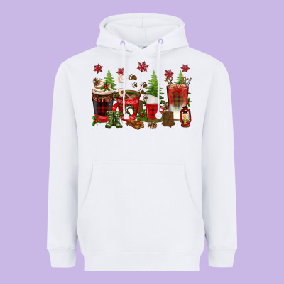 Christmas Coffee Cups Heavyweight Hoodie Designed By Texasbilliewilder