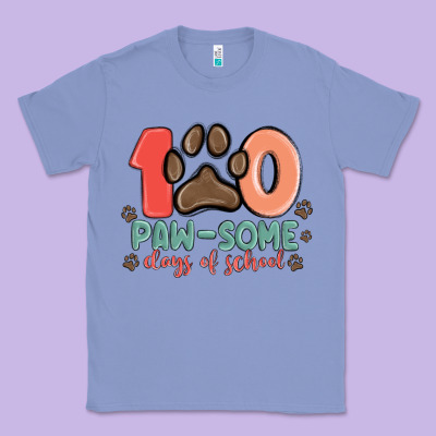 100 Pawsome Days Of School Classic Tee Designed By Maliassmallbusiness