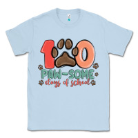 Dusty Blue 100 pawsome days of school Classic Tee - MaliasSmallBusiness
