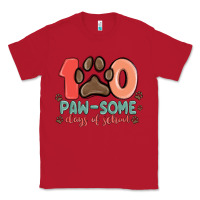 Red 100 pawsome days of school Classic Tee - MaliasSmallBusiness