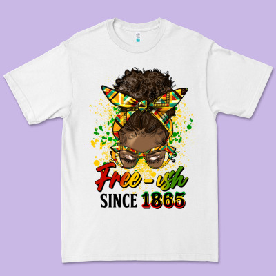 Free Ish Since 1865 Afro Messy Bun Premium Tee Designed By Hra Design Shop
