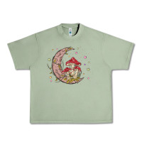 Oil Green moon and mushrooms Urban Heavy Tee - MaliasSmallBusiness