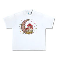 White moon and mushrooms Urban Heavy Tee - MaliasSmallBusiness