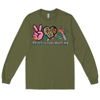 Army Green peace love nursing Long Sleeve Tee - NancyCooperArtShop