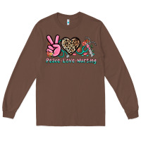Chestnut peace love nursing Long Sleeve Tee - NancyCooperArtShop