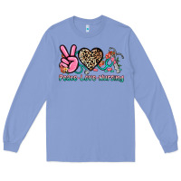 Colony Blue peace love nursing Long Sleeve Tee - NancyCooperArtShop