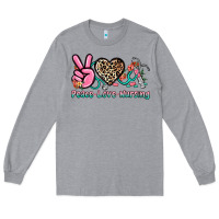 Heather Grey peace love nursing Long Sleeve Tee - NancyCooperArtShop