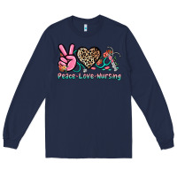 Navy peace love nursing Long Sleeve Tee - NancyCooperArtShop