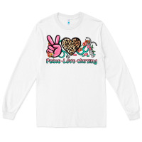 White peace love nursing Long Sleeve Tee - NancyCooperArtShop