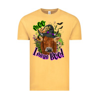 Vintage Mustard Moo i mean boo Cow Vintage Tee - NancyCooperArtShop