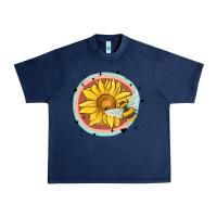 Navy bee and sunflower Urban Heavy Tee - MaliasSmallBusiness