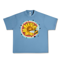 Pebble Blue bee and sunflower Urban Heavy Tee - MaliasSmallBusiness