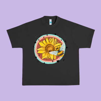 Bee And Sunflower Urban Heavy Tee Designed By Maliassmallbusiness