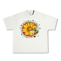 Pistachio bee and sunflower Urban Heavy Tee - MaliasSmallBusiness