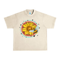 Sandshell bee and sunflower Urban Heavy Tee - MaliasSmallBusiness