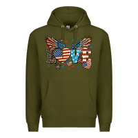 Army Green Love America wings 4th of july Premium Hoodie - HowdyJamesFarm