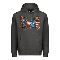 Charcoal Heather Love America wings 4th of july Premium Hoodie - HowdyJamesFarm