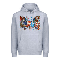 Heather Grey Love America wings 4th of july Premium Hoodie - HowdyJamesFarm