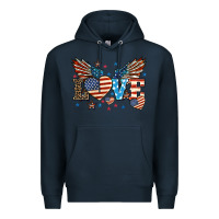 Navy Love America wings 4th of july Premium Hoodie - HowdyJamesFarm