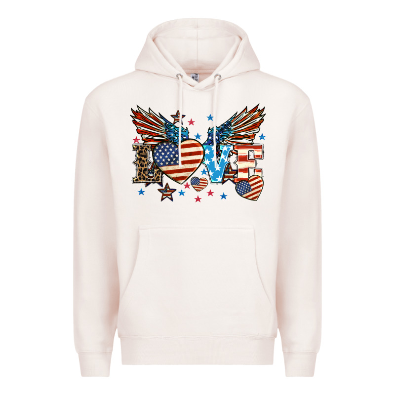 Love America Wings 4th Of July Premium Hoodie by HowdyJamesFarm | Teevron