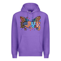 Purple Love America wings 4th of july Premium Hoodie - HowdyJamesFarm