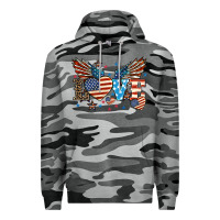 Slate Camo Love America wings 4th of july Premium Hoodie - HowdyJamesFarm