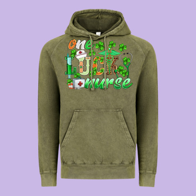 St.patricks One Lucky Nurse Vintage Hoodie Designed By Barkaloodesign