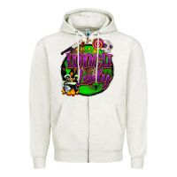 Oatmeal Heather halloween lunch lady Zipper Hoodie - BarkalooDesign