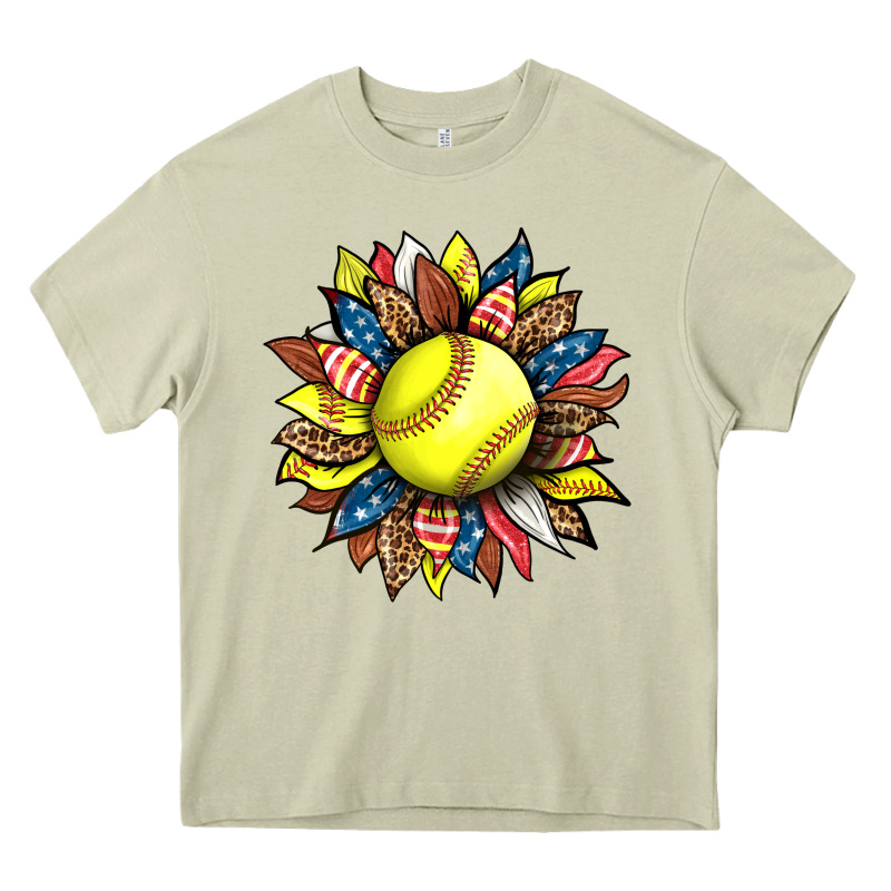 Softball Sunflower Heavy Core Tee by HRA Design Shop | Teevron