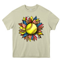 Mossy softball sunflower Heavy Core Tee - HRA Design Shop