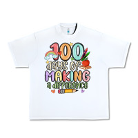 White 100 days of making a difference Urban Heavy Tee - MaliasSmallBusiness