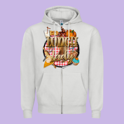Fall  Lunch Lady Zipper Hoodie Designed By Barkaloodesign