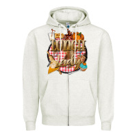 Oatmeal Heather fall  lunch lady Zipper Hoodie - BarkalooDesign
