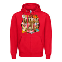 Red fall  lunch lady Zipper Hoodie - BarkalooDesign