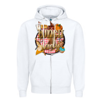 White fall  lunch lady Zipper Hoodie - BarkalooDesign