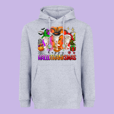 Happy Hallothanksmas Goats Heavyweight Hoodie Designed By Texasbilliewilder