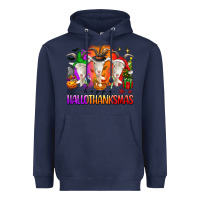 Navy happy hallothanksmas goats Heavyweight Hoodie - texasbilliewilder
