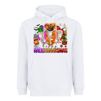 White happy hallothanksmas goats Heavyweight Hoodie - texasbilliewilder