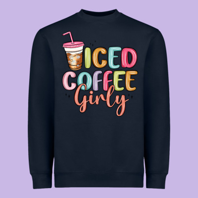 Iced Coffee Girly Heavyweight Sweatshirt Designed By Maliassmallbusiness