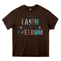 Chocolate Brown faith family freedom Heavy Core Tee - CowhideDigitalArt