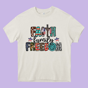 Faith Family Freedom Heavy Core Tee Designed By Cowhidedigitalart