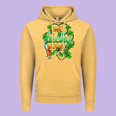 St.patricks One Lucky Nurse Vintage Hoodie Designed By Barkaloodesign