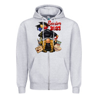 Heather Grey senior 2023 gnome Zipper Hoodie - BarkalooDesign