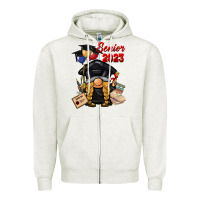 Oatmeal Heather senior 2023 gnome Zipper Hoodie - BarkalooDesign
